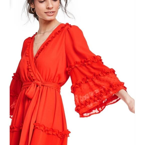 Alexis x Target Red Orange Tiered Ruffle Dress Cottagecore preppy NWT - Picture 2 of 5